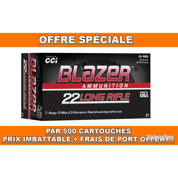 IMBATTABLE ! BOITE DE 500 CARTOUCHES CCI BLAZER CAL.22LR 40GR