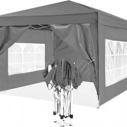 Tonnelle de Jardin Exterieur, Tonnelle Pliable Hauteur Réglable, Tente 3x3, Protection UV50+