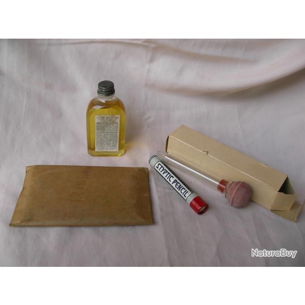 WW2 US LOT DE 4 LMENTS MDICALES/HYGINES MILITAIRES AMRICAINS 39-45 PAPIER STYLO SHAVE ..LOT 3