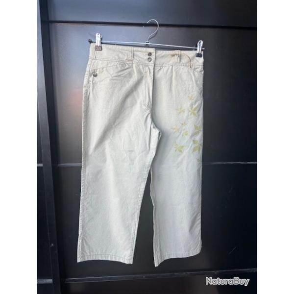 pantacourt beige femme IDAHO taille 40 neuf destockage enchere