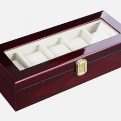 Boîte à montres en bois coffret luxe 5 emplacements organisateur rangement