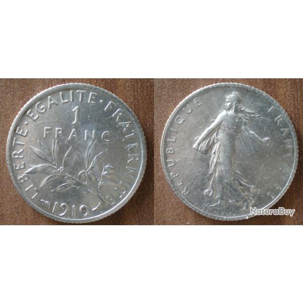 France 1 Franc 1910 Piece Semeuse Argent Francs