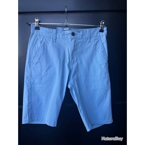 short homme bleu EDO JEAN neuf destockage chasse enchere