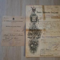 Papiers militaires italie Palerme diplôme certificat