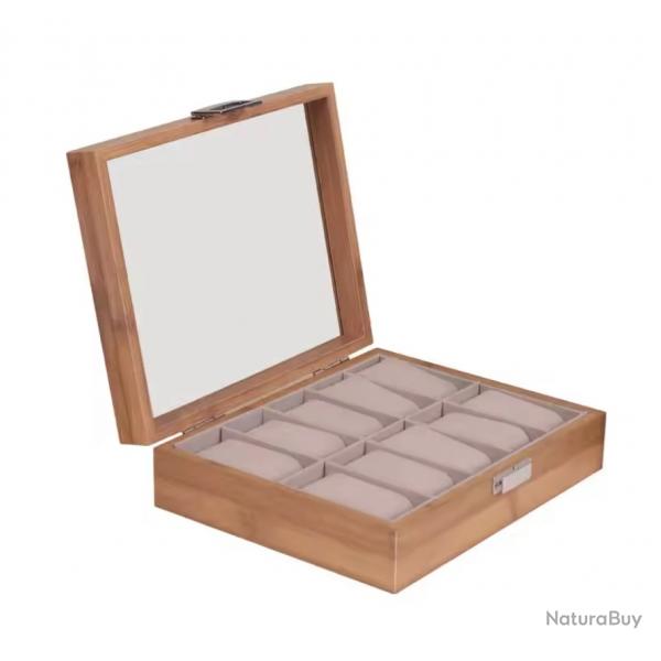 Coffret 10 montres Bote  montres en bois bambou coffret rangement vitrine