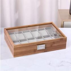 Coffret 12 montres Boîte à montres en bois bambou coffret rangement vitrine