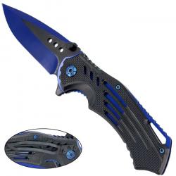 Couteau pliant bleu et noir