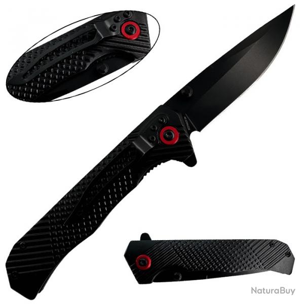 Couteau pliant noir stri lame noire
