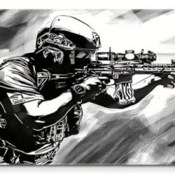 Tapis de nettoyage Soldat Noir/Blanc