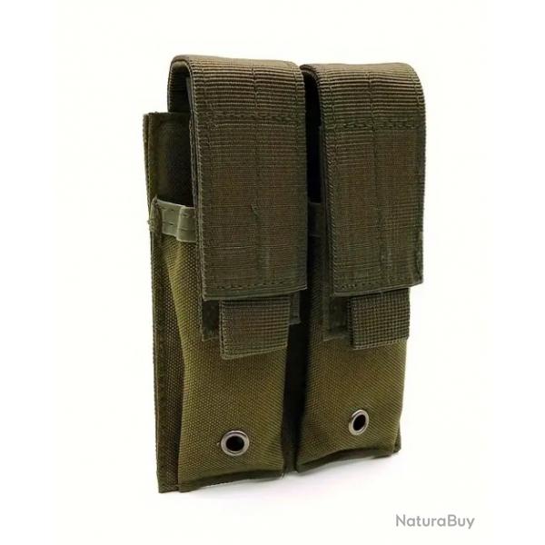 Porte chargeur double tactique - Kaki - Velcro - Pour arme de poing