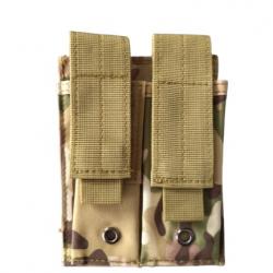 Porte chargeur double tactique - Treillis - Velcro - Pour arme de poing
