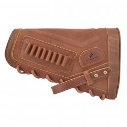 Busc de crosse avec cartouchière 22lr pour gaucher - cuir véritable - marron - LIVRAISON GRATUITE