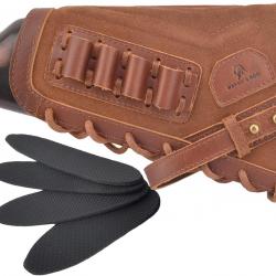 Busc de crosse cartouchière .308 30-06 pour gaucher - cuir véritable - marron - LIVRAISON GRATUITE