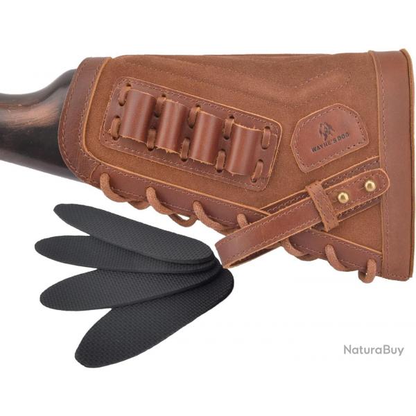 Busc de crosse cartouchire .308 30-06 pour gaucher - cuir vritable - marron - LIVRAISON GRATUITE