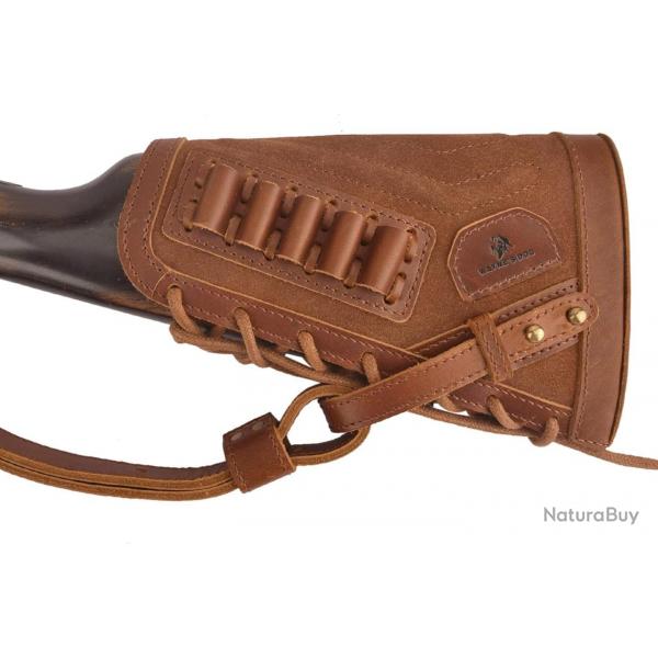 Busc de crosse avec cartouchire .357 30-30 - gaucher - cuir vritable - marron - LIVRAISON GRATUITE