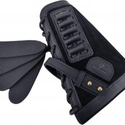 Busc de crosse avec cartouchière .357 30-30 - gaucher - cuir véritable - noir - LIVRAISON GRATUITE