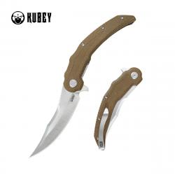 Couteau Kubey Wave Crest Pikal Brown Lame Acier 14C28N Manche Micarta Linerlock KIVT Clip KUB346D -