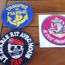 ECUSSON TAP PARACHUTISTE COLONIAUX LE DIABLE RIT AVEC NOUS +TDM+AUTOCOLLANT