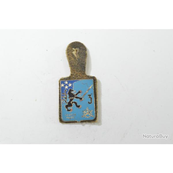 Insigne 3e Rgiment du Matriel, RM Savoir Faire, Lion de Flandres noir. Email