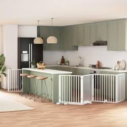 Barrière pour chien porte pliable 6panneaux blanc bois peuplier