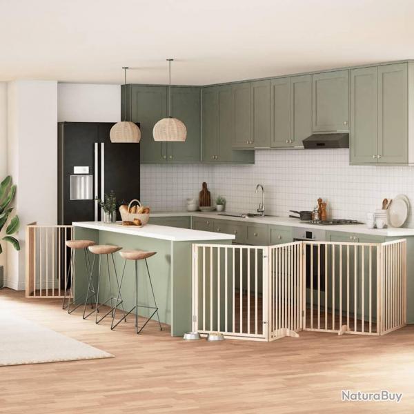 Barrire pour chien avec porte pliable 6 panneaux bois peuplier