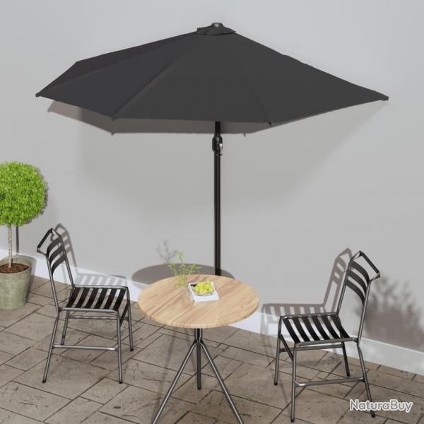 Parasol de balcon avec mt en aluminium Noir 270x144x222cm Demi