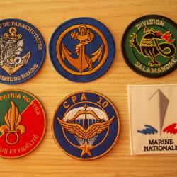 lot 6 écussons militaire parachutiste légion marine insignes tissu