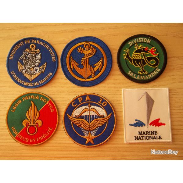 lot 6 cussons militaire parachutiste lgion marine insignes tissu