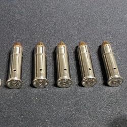 6 Cartouches de 357 super magnum neutralisée tête conique blindée étui nickelé