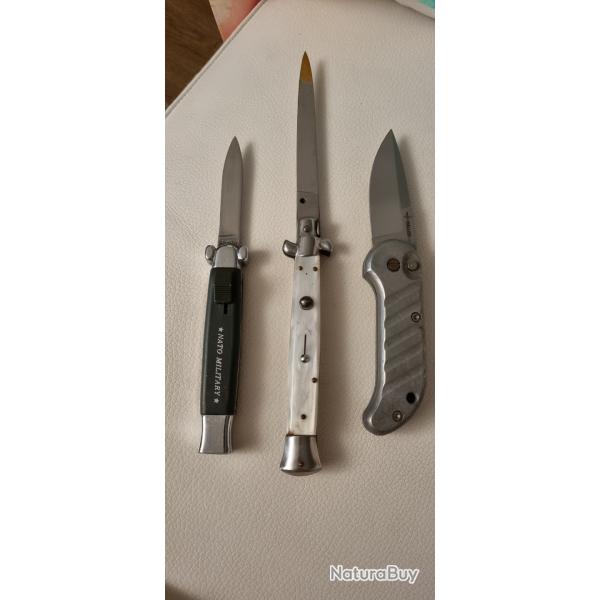 3 couteaux automatiques anciens, 60 au choix