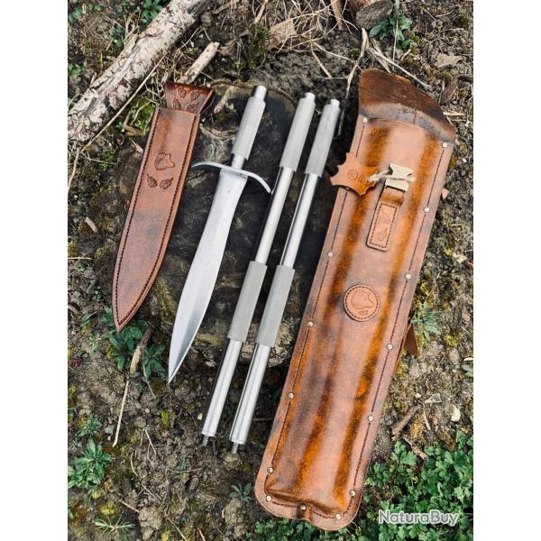 pieux de grande chasse d'artisan / dmontable / inox / acier carbone / sac de transport