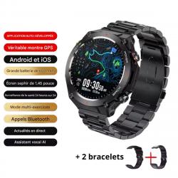 MONTRE CONNECTÉE GPS ÉTANCHE SPORT & SANTÉ - ÉCRAN AMOLED 1,45" - 100 MODES SPORT - HOMME & FEMME
