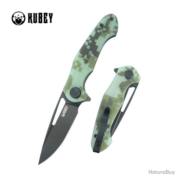 Couteau Kubey Dugu Lame Acier 14C28N Blackwash Manche G10 Camo KIVT LinerLock KUB210L