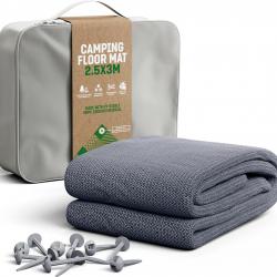 Tapis de Préau - Tapis de Camping Extérieur Imperméable avec 12 Piquets - 300 cm x 300 cm