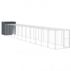 Poulailler enclos cage poules avec cour 165 x 1271 x 181 cm acier galvanisé anthracite 02_0043951