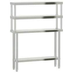 Table de travail de cuisine professionnelle avec étagère 110 x 30 x 150 cm acier inoxydable 02_0045