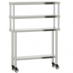 Table de travail de cuisine professionnelle avec étagère 110 x 30 x 150 cm acier inoxydable 02_0045