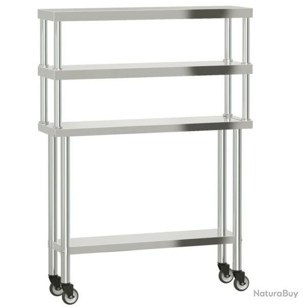 Table de travail de cuisine professionnelle avec tagre 110 x 30 x 150 cm acier inoxydable 02_0045