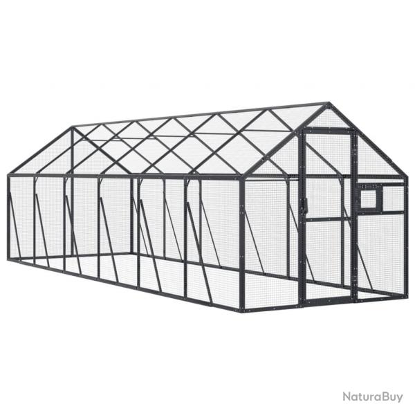 Volire cage  oiseaux 1,79 x 6 x 1,85 m aluminium anthracite 02_0045635