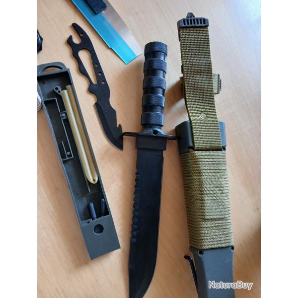 Couteau de survie RAMBO complet  l'tat neuf. Pas Aitor JUNGLE KING