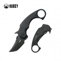 Couteau Kubey Jaw Lame Tanto Karambit Acier 14C28N Manche G10 Noir IKBS Linerlock KUB439F