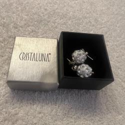 Boucles d oreilles cristaluna sheretta en cristal acrylique blanc swarovski neuf
