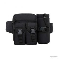 Sac banane multipoches camouflage + porte bouteille - noir - LIVRAISON GRATUITE
