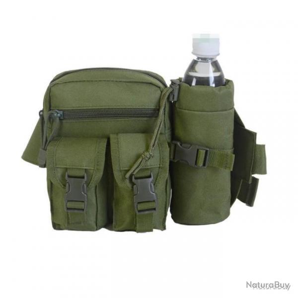 Sac banane multipoches camouflage + porte bouteille - vert - LIVRAISON GRATUITE