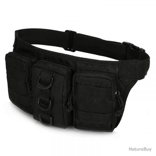 Sac de ceinture tactique multipoches - noir - LIVRAISON GRATUITE