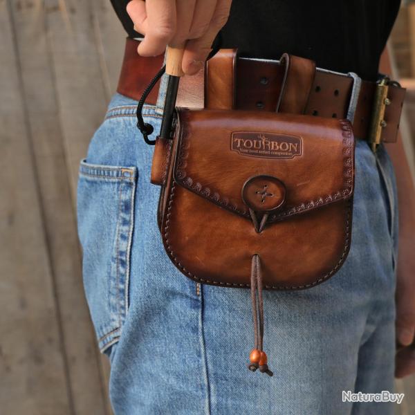 Cartouchire de ceinture en cuir vritable tourbon - LIVRAISON GRATUITE