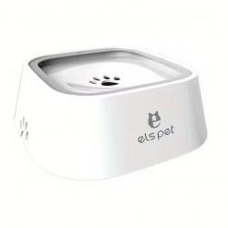 Bol d'eau Anti-Débordement pour Animaux - Chiens & Chats 1,5 L Blanc