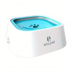 Bol d'eau Anti-Débordement pour Animaux - Chiens & Chats 1,5 L Blanc/Bleu