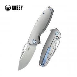 Couteau Kubey Tityus Lame Acier 14C28N Manche Titane 6AL4V Grey Framelock IKBS KUB360A