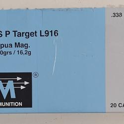 16 MUNITIONS SWISS P Target L916 Cal 338 Lapua Magnum 250gr 1 Sans prix de réserve